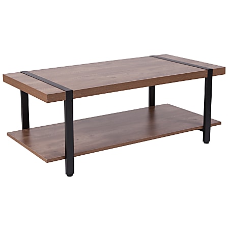 Flash Furniture Beacon Hill Rustic Coffee Table, 17-1/2"H x 45-1/4"W x 21-1/2"D, Black/Wood Grain