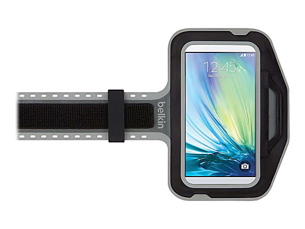 Belkin Slim Fit Armband - Arm pack for cell phone - neoprene - blacktop - for Samsung Galaxy S6