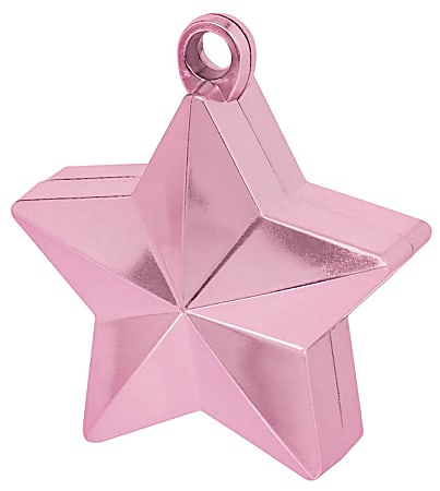 Amscan Foil Star Balloon Weights, 6 Oz, 4-1/2"H x 3-1/4"W x 2"D, Pink, Pack Of 12 Weights