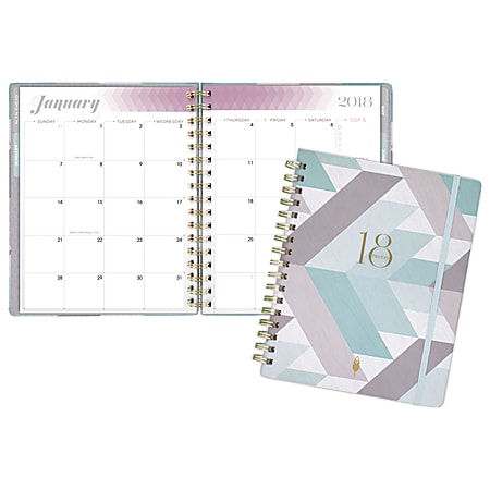 inkWELL Press® AT-A-GLANCE® liveWELL™ Monthly Planner, 7" x 9", Teal Chevron, January 2018 to December 2018 (IP620T-800-18)