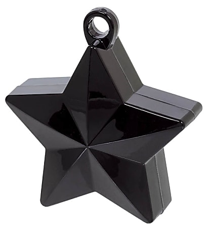 Amscan Foil Star Balloon Weights, 6 Oz, 4-1/2"H x 3-1/4"W x 2"D, Black, Pack Of 12 Weights
