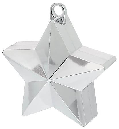 Amscan Foil Star Balloon Weights, 6 Oz, 4-1/2"H x 3-1/4"W x 2"D, Silver, Pack Of 12 Weights