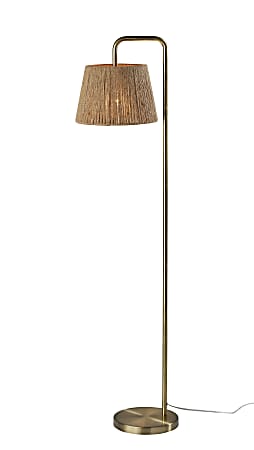 Adesso Simplee Tahoma Floor Lamp, 59"H, Antique Brass/Brown