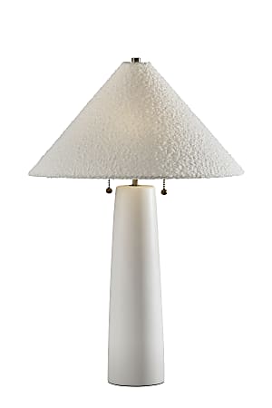 Adesso Waylon Table Lamp, White/White Boucle Fabric Shade