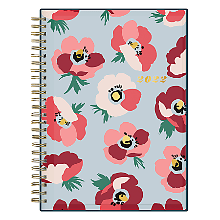 Blue Sky™ Brit + Co CYO Weekly/Monthly Planner, 5-7/8” x 8-5/8", Poppies Blue, January To December 2022, 136019