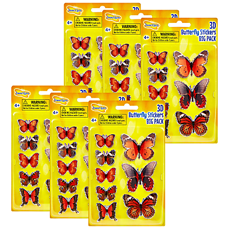 Insect Lore 3D Butterfly Stickers, 8 Stickers Per Pack, Set Of 6 Packs