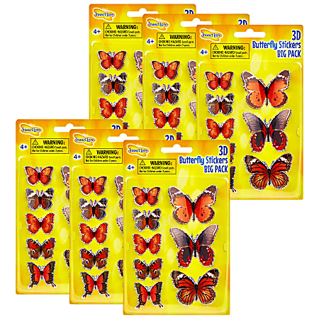 Insect Lore 3D Butterfly Stickers 8 Stickers Per Pack Set Of 6 Packs -  Office Depot