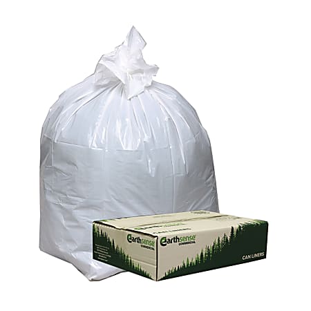 Webster® EarthSense® 0.7 mil Trash Bags, 13 gal, 24"H x 32"W, 75% Recycled, White, 150 Bags