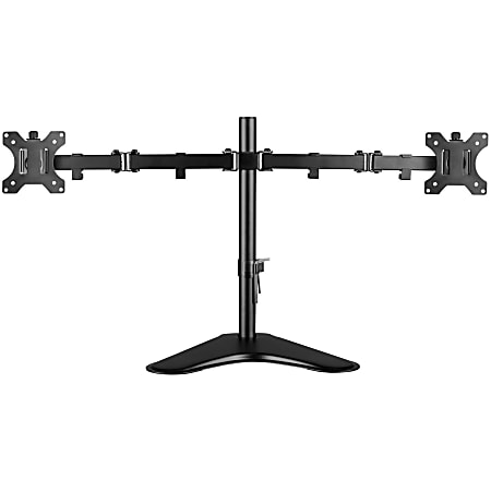 V7 Dual Desktop Monitor Stand - Up to 32" Screen Support - 35.28 lb Load Capacity - 18.3" Height x 35.9" Width x 11" Depth - Desktop, Freestanding - Steel, Aluminum, Plastic - Black