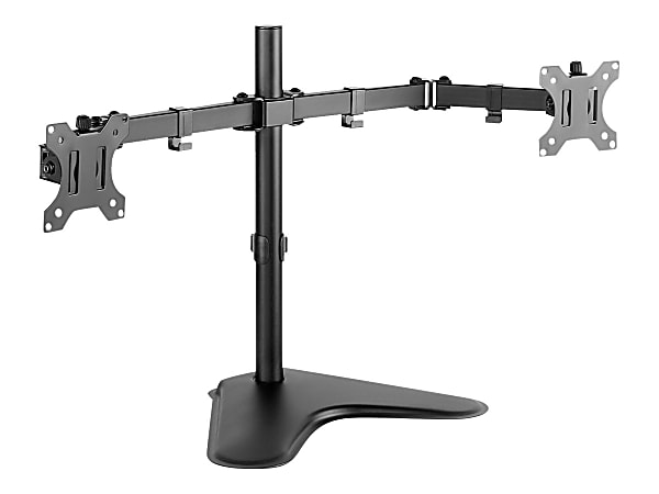 V7 Dual Desktop Monitor Stand - 13" to 32" Screen Support - 35.28 lb Load Capacity - 11"- Desktop, Freestanding - Steel, Aluminum, Plastic - Black -