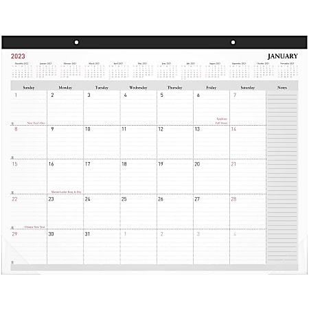 Office Depot® Brand Monthly Desk Pad Calendar, 21-3/4" x 17", White, January To December 2023, OD202600