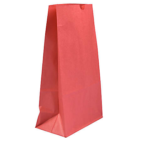 JAM Paper® Kraft Lunch Bags, Large, 11 x 6 x 3 3/4, Red, Pack Of 25 Bags