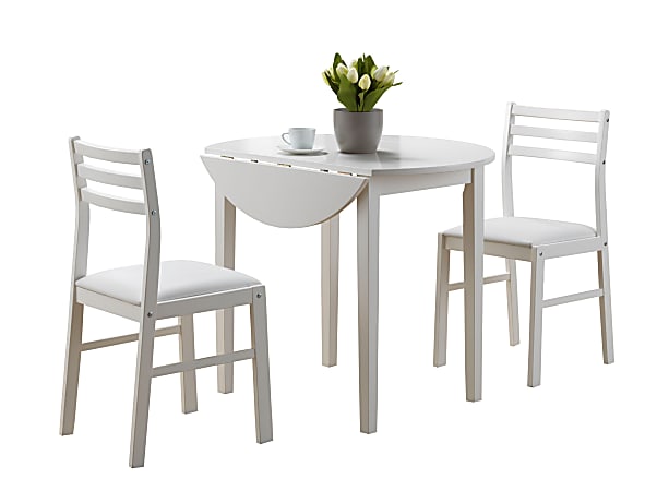 Monarch Specialties Holly Dining Table With 2 Chairs, White