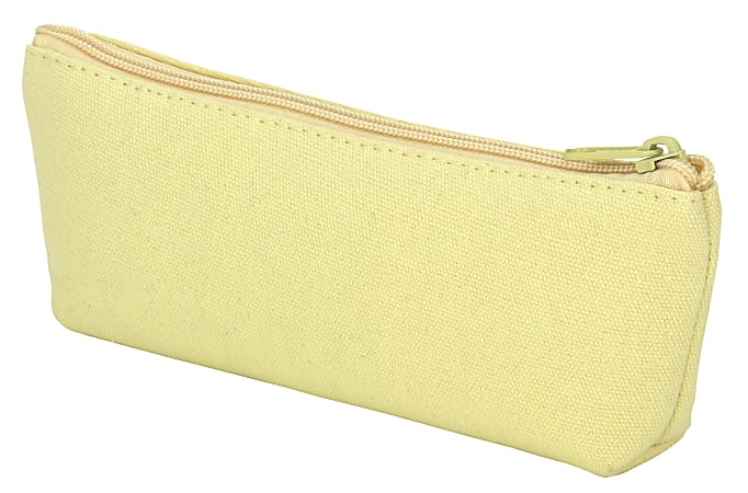 Office Depot® Brand Pastel Canvas Pencil Pouch, 3" x 1-1/4", Yellow