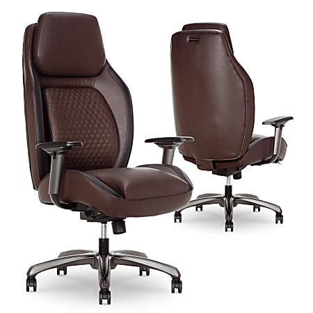 Shaquille ONeal Zephyrus Ergonomic Bonded Leather High Back Executive Office Chair WalnutSilver ODP Business Solutions