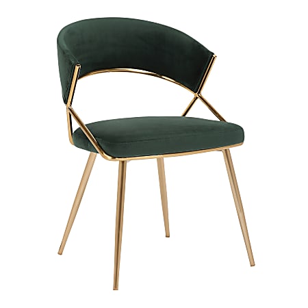 LumiSource Jie Glam Dining Chairs, Green/Gold, Set Of 2 Chairs