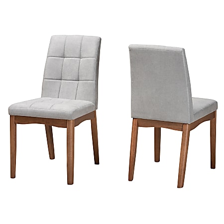 Baxton Studio Tara Dining Chairs, Light Gray/Walnut Brown,