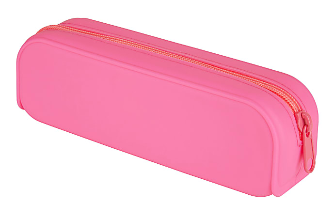 Office Depot® Brand Tubular Silicone Pencil Pouch, 8" x 2", Pink
