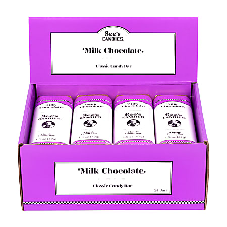 See's Candies Milk Chocolate Bars, 1.5 Oz, Pack Of 24 Bars