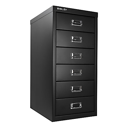 Bisley 15"D Vertical 6-Drawer Under-Desk File Cabinet, Black