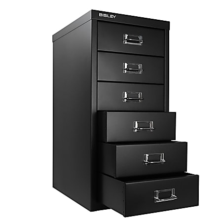 Bisley 15 D Vertical 6 Drawer Under Desk File Cabinet Black ODP Business Solutions