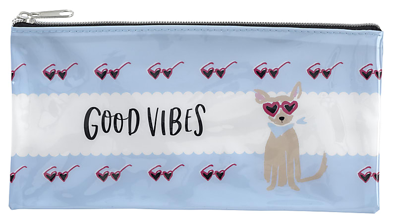 Office Depot® Brand PVC Pencil Pouch, 4-1/2" x 1/4", Good Vibes