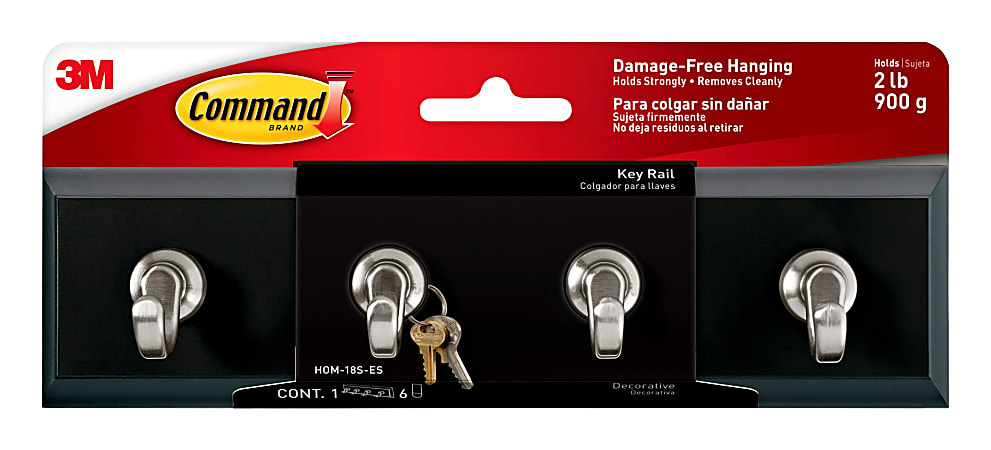 Command Slate Key Rail, 2 lb, 1 Slate Key Rail, 6 Small Strips