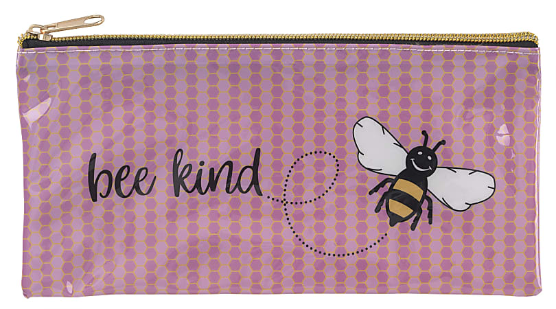 Office Depot® Brand PVC Pencil Pouch, 4-1/2" x 1/4", Bee Kind