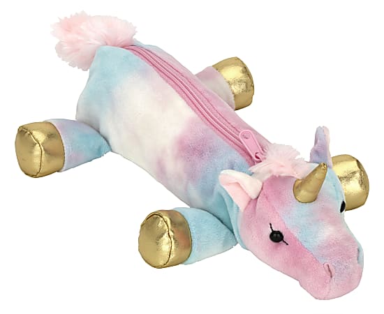 Office Depot® Brand Plush Animal Pencil Pouch, Unicorn