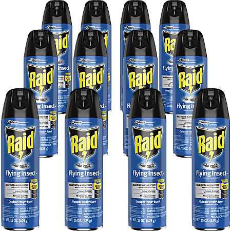 Raid Flying Insect Spray - Spray - Kills Mosquitoes, Flies, Wasp, Hornet, Asian Ladybeetle, Yellow Jacket, Boxelder Bug, Fruit Fly, Gnats, Moths - 15 fl oz - Off White - 12 / Carton Raid Flying Insect Spray - Spray - Kills Mosquitoes, Flies, Wasp, Hornet, Asian Ladybeetle, Yellow Jacket, Boxelder Bug, Fruit Fly, Gnats, Moths - 15 fl oz - Off White - 12 / Carton