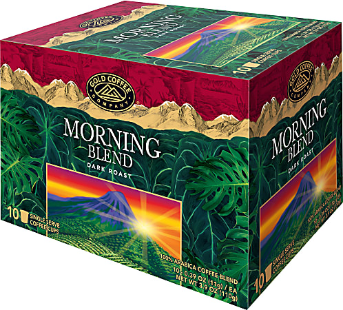 Gold Coffee Company Single-Serve Pods, Morning Blend, Carton Of 10