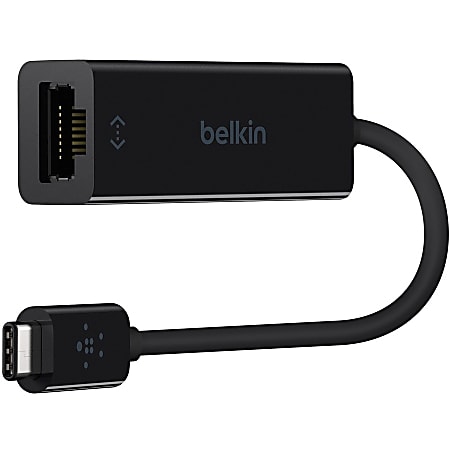 Belkin USB-C to Gigabit Ethernet Adapter USB 3.0 network adapter - Black - USB Type C - 1 Port(s) - 1 - Twisted Pair - 10/100/1000Base-T - Portable