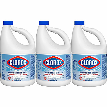 Clorox Germicidal Bleach - Concentrate Liquid - 121 fl oz (3.8 quart) - Regular Scent - 3 / Carton - White