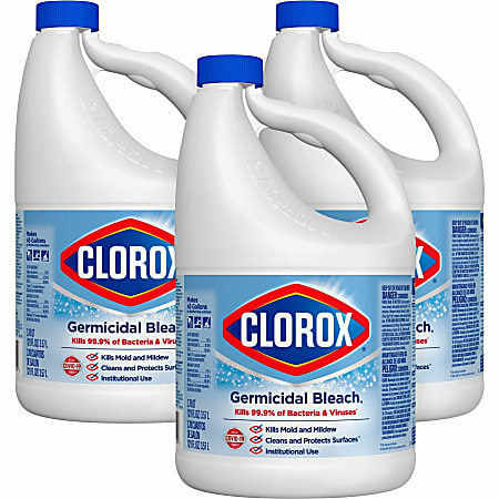 Clorox Germicidal Bleach - Concentrate Liquid - 121 fl oz (3.8 quart) - 3 / Carton - White