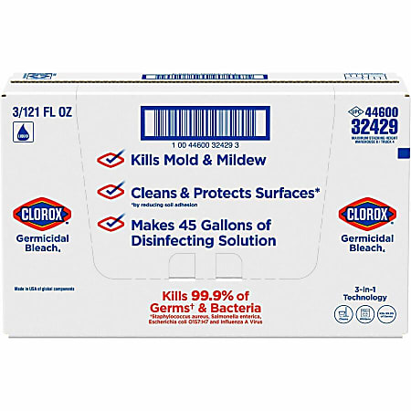 Clorox Germicidal Bleach - Concentrate - 121 fl oz (3.8 quart) - Regular Scent - 3 / Carton - Disinfectant - White