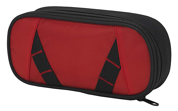 Office Depot® Brand Zig-Zag Pencil Pouch, 4" x 2", Red/Black