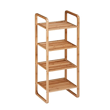 Honey-Can-Do 4-Tier Vertical Bamboo Shelf, 36 7/16"H x 11 13/16"W x 14 5/8"D, Natural