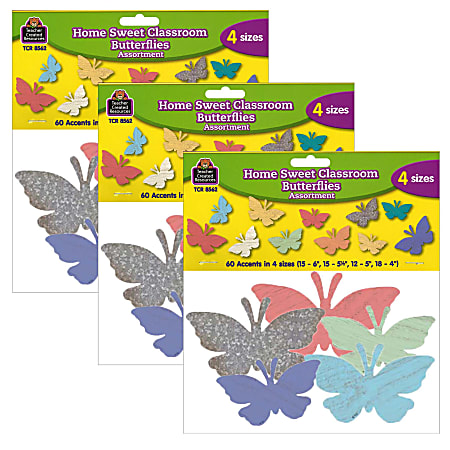 Teacher Created Resources Accents, Home Sweet Classroom Butterflies, 60 Pieces Per Pack, Set Of 3 Packs