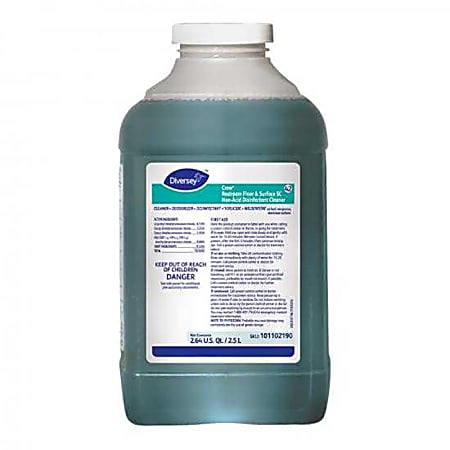 Diversey Crew Restroom Floor And Surface SC Non-Acid Disinfectant Cleaner, Fresh, 84.5 Oz, Blue, Pack Of 2 Bottles