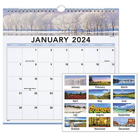 2024 AT-A-GLANCE® Landscape Monthly Wall Calendar, 12" x 12", January to December 2024, 88200