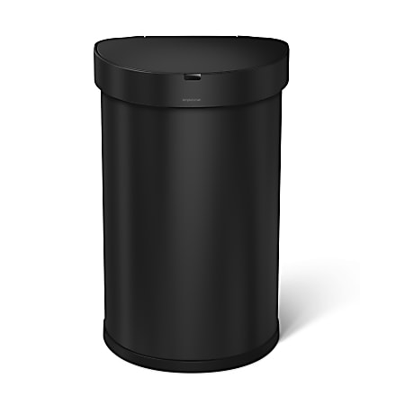 simplehuman Semi Round Sensor Stainless Steel Trash Can With Liner Pocket  12 Gallons 25 14 H x 15 716 W x 12 1316 D Matte Black - Office Depot