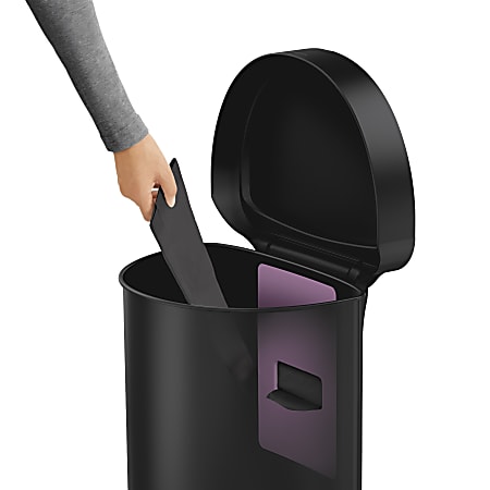 simplehuman 60 Liter / 16 Gallon Swing Lid Trash Can, Black Plastic