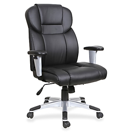 Lorell® Ergonomic Bonded Leather High-Back Executive Chair, Black