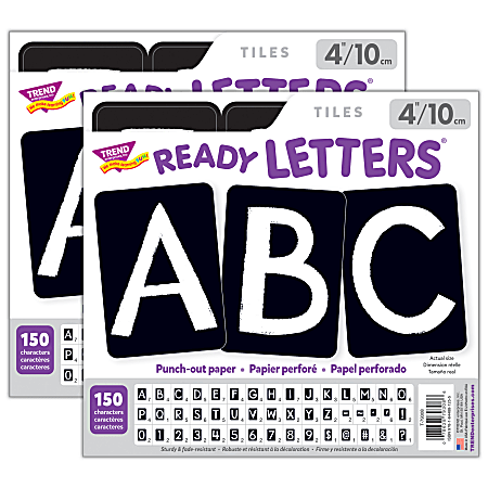 Trend 4 Uppercase Ready Letters Black Tiles 150 Letters Per
