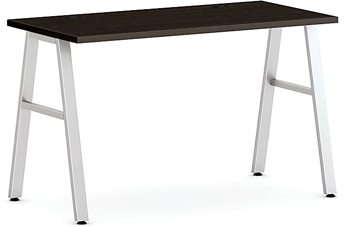 HON® Mod Table Writing Desk, 48"W, Java Oak/Silver