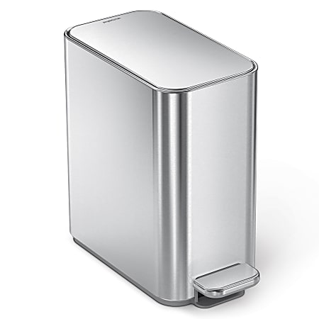 simplehuman 6L Stainless Steel Semi-Round Step Trash Can White