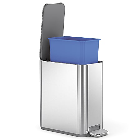 simplehuman Slim Stainless Steel Step Trash Can 12 Gallon Stainless  SteelGray - Office Depot
