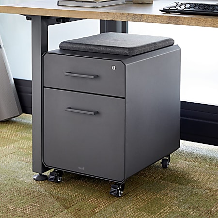 VARIDESK Vari Seated 20 D Vertical File Cabinet Slate Office Depot
