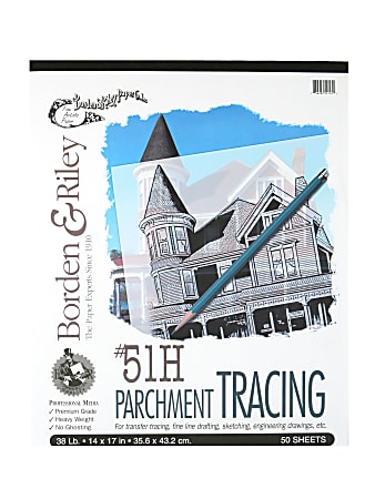 Borden & Riley No. 51H Parchment Tracing Paper, 14" x 17", 38 Lb, Transparent, 50 Sheets