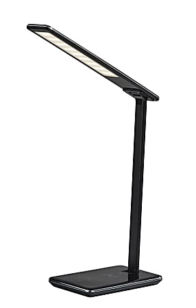 Adesso® Simplee Declan AdessoCharge LED Desk Lamp, 16"H, Black Shade/Glossy Black Base